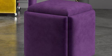 Stool, 5 in 1 Nesting Ottoman Stool with Swivel Casters Stackable Cube Square Sofa Vanity Movable Footstool for Living Room Bedroom(Purple) Tyack eCommerce Solutions