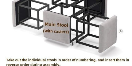 Stool, 5 in 1 Nesting Ottoman Stool with Swivel Casters Stackable Cube Square Sofa Vanity Movable Footstool for Living Room Bedroom(Purple) Tyack eCommerce Solutions