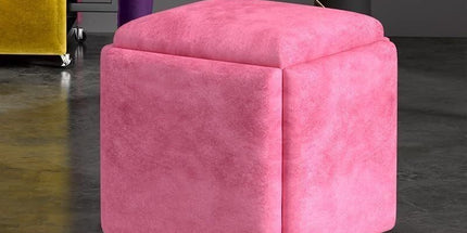 Stool, 5 in 1 Nesting Ottoman Stool with Swivel Casters Stackable Cube Square Sofa Vanity Movable Footstool for Living Room Bedroom(Blue) Tyack eCommerce Solutions