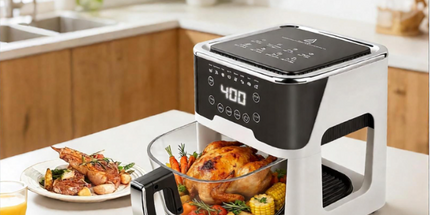 6.0QT Glass Air Fryer with Touchscreen Control – 1500W, Power-Off & Overheat Protection, Adjustable Time & Temperature, 360° Air Circulation, Dishwasher Safe & Easy Clean(white) Tyack eCommerce Solutions