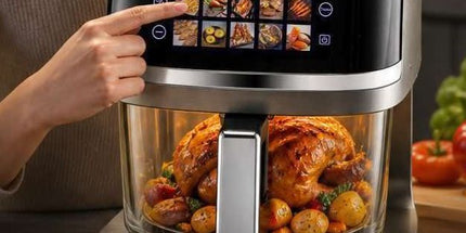 5L Smart Air Fryer with 360° Visible Glass Window, Zero-Coating Titanium Pot, Large Color Screen, One-Touch Control, 200° High-Temp Roasting for Healthy Crispy Meals.(Silver) Tyack eCommerce Solutions