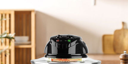 12L 8-in-1 Electric Air Fryer with 360° Panoramic Glass Bowl, 1200W Low-Fat Multi-Purpose Cooker for Roast Chicken, Pizza, and Family Meals.(black) Tyack eCommerce Solutions