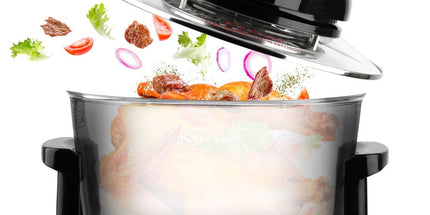 12L 8-in-1 Electric Air Fryer with 360° Panoramic Glass Bowl, 1200W Low-Fat Multi-Purpose Cooker for Roast Chicken, Pizza, and Family Meals.(black) Tyack eCommerce Solutions