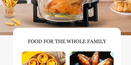 12L 8-in-1 Electric Air Fryer with 360° Panoramic Glass Bowl, 1200W Low-Fat Multi-Purpose Cooker for Roast Chicken, Pizza, and Family Meals.(black) Tyack eCommerce Solutions