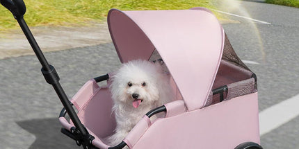 4-Wheel Dog Stroller with Sunshade Cover Collapsible Mesh Canopy Portable Pet Carrier for Outdoor Travel Shopping Walking Suitable for Small Dogs and Cats(Gray) Tyack eCommerce Solutions