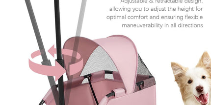 4-Wheel Dog Stroller with Sunshade Cover Collapsible Mesh Canopy Portable Pet Carrier for Outdoor Travel Shopping Walking Suitable for Small Dogs and Cats(Gray) Tyack eCommerce Solutions