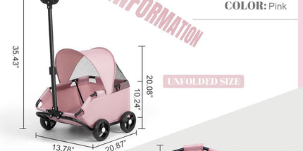4-Wheel Dog Stroller with Sunshade Cover Collapsible Mesh Canopy Portable Pet Carrier for Outdoor Travel Shopping Walking Suitable for Small Dogs and Cats(Gray) Tyack eCommerce Solutions