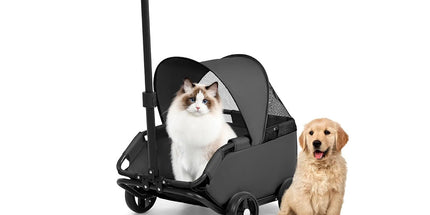 4-Wheel Dog Stroller with Sunshade Cover Collapsible Mesh Canopy Portable Pet Carrier for Outdoor Travel Shopping Walking Suitable for Small Dogs and Cats(black)