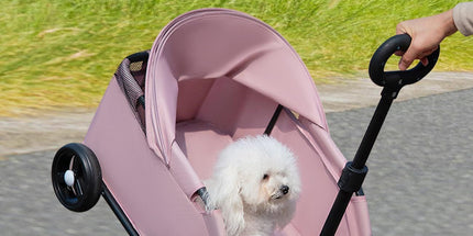 4-Wheel Dog Stroller with Sunshade Cover Collapsible Mesh Canopy Portable Pet Carrier for Outdoor Travel Shopping Walking Suitable for Small Dogs and Cats(black)