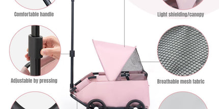 4-Wheel Dog Stroller with Sunshade Cover Collapsible Mesh Canopy Portable Pet Carrier for Outdoor Travel Shopping Walking Suitable for Small Dogs and Cats(black)