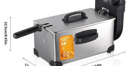 Electric Deep Fryer with Basket, 3.2QT Stainless Steel Countertop
1500W Heating with Adjustable Temperature Control, Viewing Window, Removable Oil Container and Overheat Protection(Silver) Tyack eCommerce Solutions