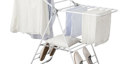 Floor-Standing Folding Wing-Shaped Drying Rack-White