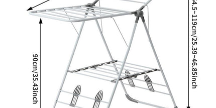 Floor-Standing Folding Wing-Shaped Drying Rack-White