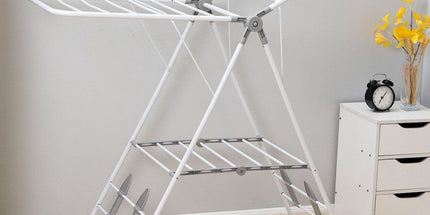 Floor-Standing Folding Wing-Shaped Drying Rack-White