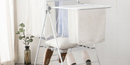 Floor-Standing Folding Wing-Shaped Drying Rack-White