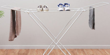 Large Double-Wing Floor-Standing Folding Clothes Drying Rack-White
