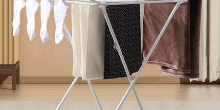 Mini Double-Wing Floor-Standing Folding Clothes Drying Rack-White