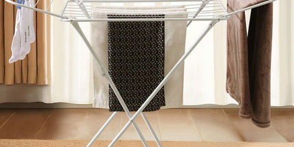 Mini Double-Wing Floor-Standing Folding Clothes Drying Rack-White