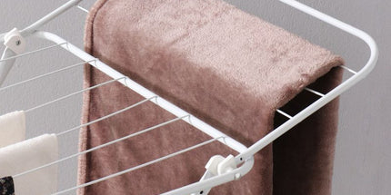 Mini Double-Wing Floor-Standing Folding Clothes Drying Rack-White