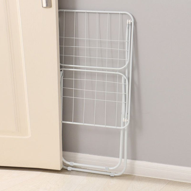 Mini Double-Wing Floor-Standing Folding Clothes Drying Rack-White