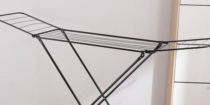 Large Double-Wing Floor-Standing Folding Clothes Drying Rack-Black
