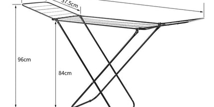 Large Double-Wing Floor-Standing Folding Clothes Drying Rack-Black