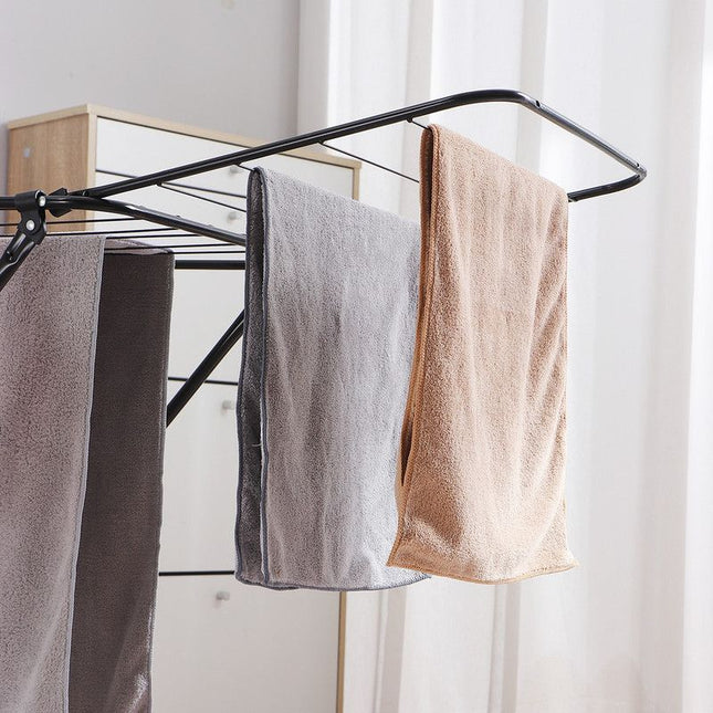 Large Double-Wing Floor-Standing Folding Clothes Drying Rack-Black