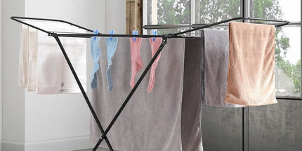 Large Double-Wing Floor-Standing Folding Clothes Drying Rack-Black