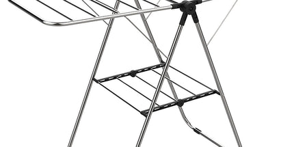 Stainless Steel Floor-Standing Folding Wing-Shaped Drying Rack-Silver