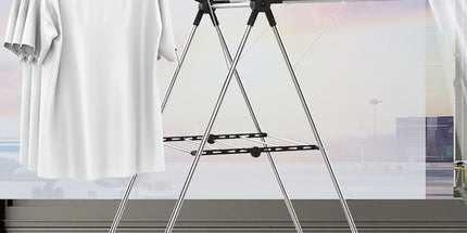 Stainless Steel Floor-Standing Folding Wing-Shaped Drying Rack-Silver
