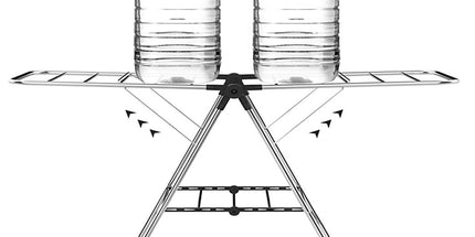 Stainless Steel Floor-Standing Folding Wing-Shaped Drying Rack-Silver