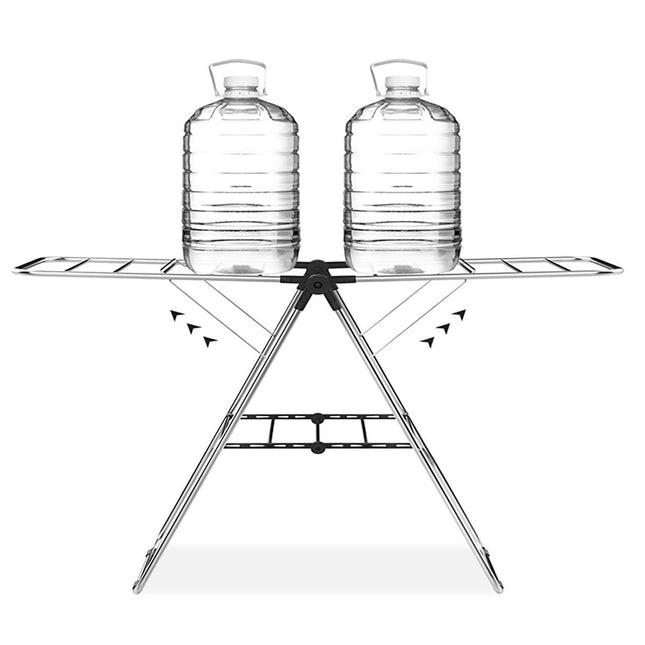 Stainless Steel Floor-Standing Folding Wing-Shaped Drying Rack-Silver
