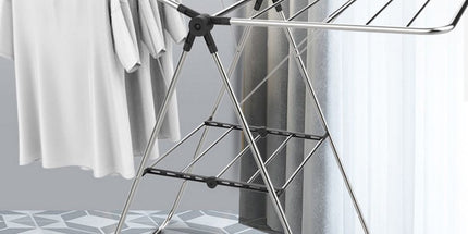 Stainless Steel Floor-Standing Folding Wing-Shaped Drying Rack-Silver