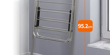 Stainless Steel Floor-Standing Folding Wing-Shaped Drying Rack-Silver