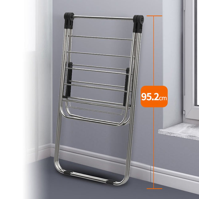 Stainless Steel Floor-Standing Folding Wing-Shaped Drying Rack-Silver