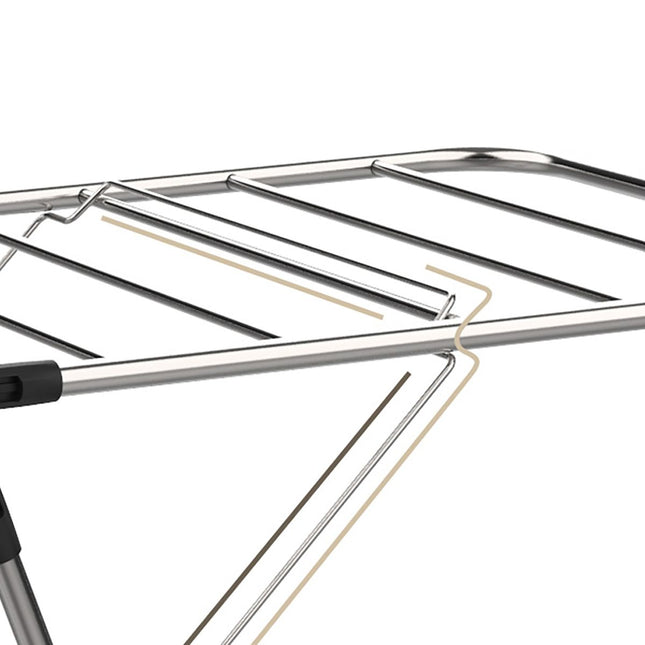 Stainless Steel Floor-Standing Folding Wing-Shaped Drying Rack-Silver