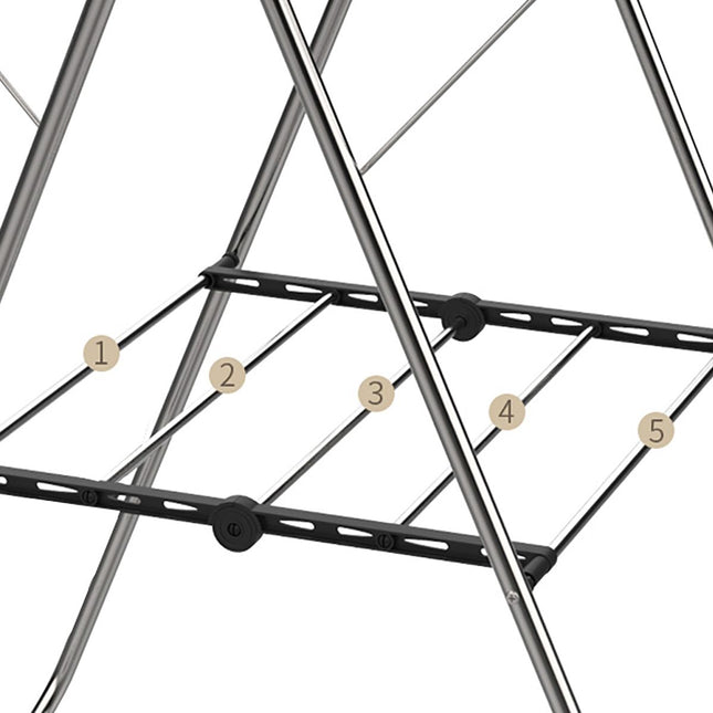 Stainless Steel Floor-Standing Folding Wing-Shaped Drying Rack-Silver