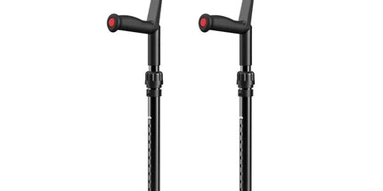 Pair of Adjustable Forearm Crutches for Adults, Lightweight Portable Walking Crutches with Spring Cushioning Design, Black