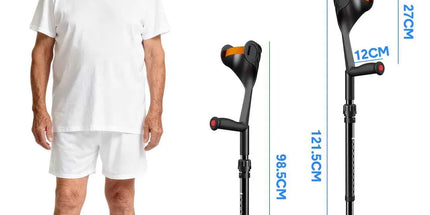 Pair of Adjustable Forearm Crutches for Adults, Lightweight Portable Walking Crutches with Spring Cushioning Design, Black