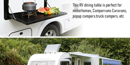 Folding Caravan Table – Lockable Space-Saving Portable Table for Camper, Motorhome & RV, 25kg Capacity, Black Tyack eCommerce Solutions