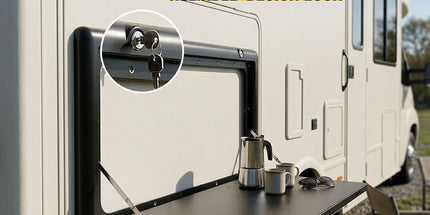 Folding Caravan Table – Lockable Space-Saving Portable Table for Camper, Motorhome & RV, 25kg Capacity, Black Tyack eCommerce Solutions