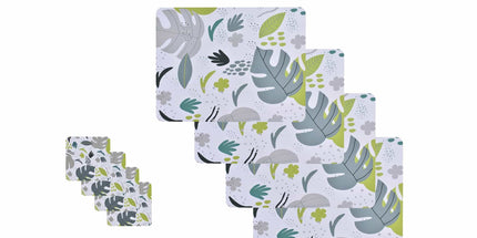 8 Pcs Clevinger  MDF Placemats and Coasters Monstera