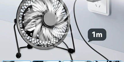 360° Tilt Adjustable USB Portable Mini Desk Fan