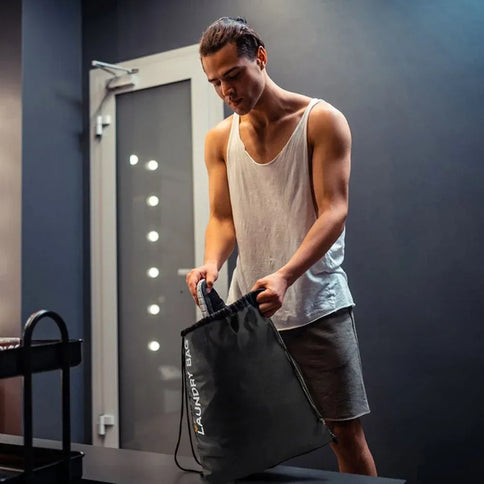 2pc Travel Laundry Bag Drawstring Water Resistant Sports Gym Clothes