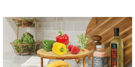 Bamboo Lazy Susan Turntable 2 Tiers