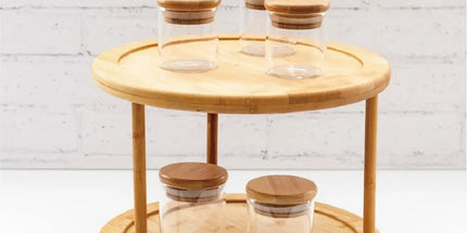 Bamboo Lazy Susan Turntable 2 Tiers