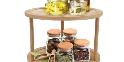 Bamboo Lazy Susan Turntable 2 Tiers