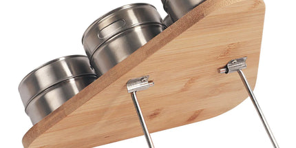 Magnetic Triangular Bamboo Spice Rack & Jars For Kitchen Storage
