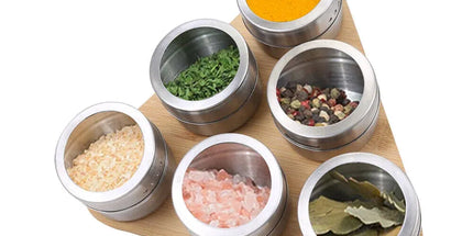Magnetic Triangular Bamboo Spice Rack & Jars For Kitchen Storage