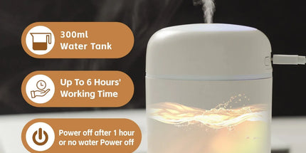 Livingtoday Mini LED Ultrasonic Humidifier 300ml